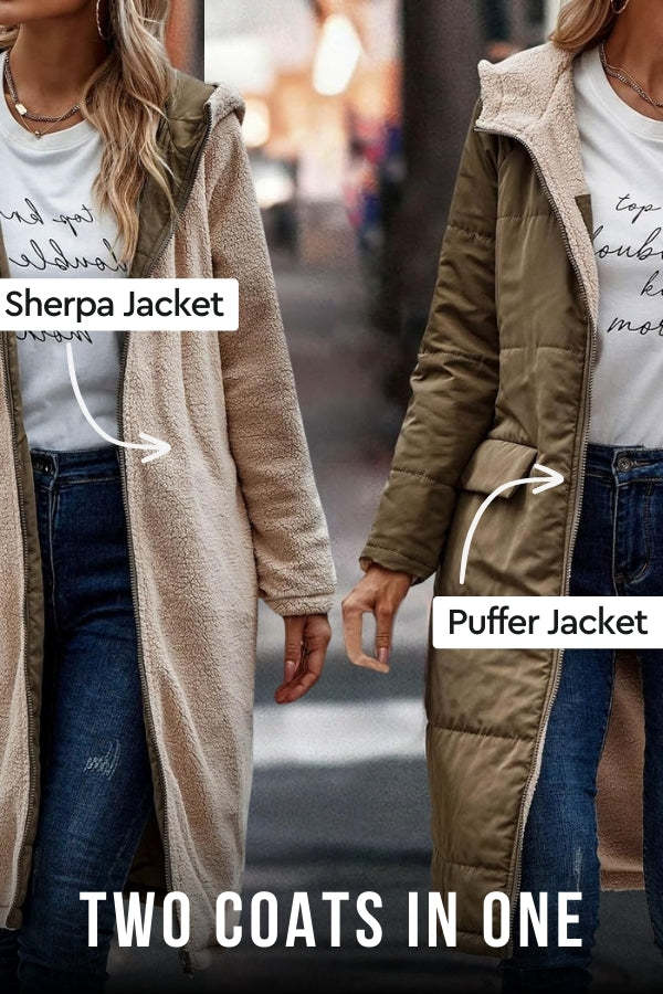 Solid Colored Hooded Quilted Jacket