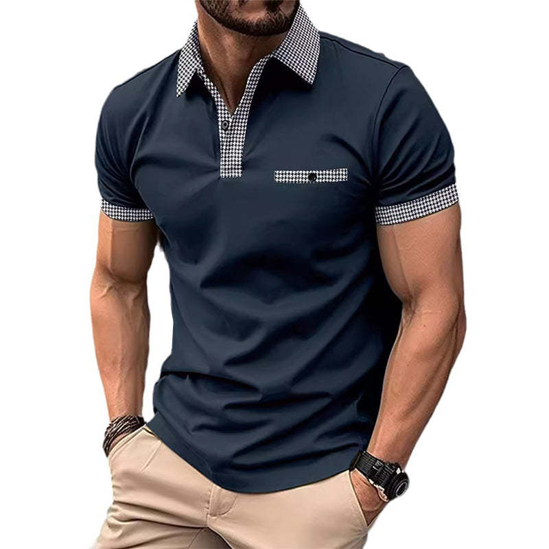 Men's Button Down Colorblock Sports Short Sleeve Shirt