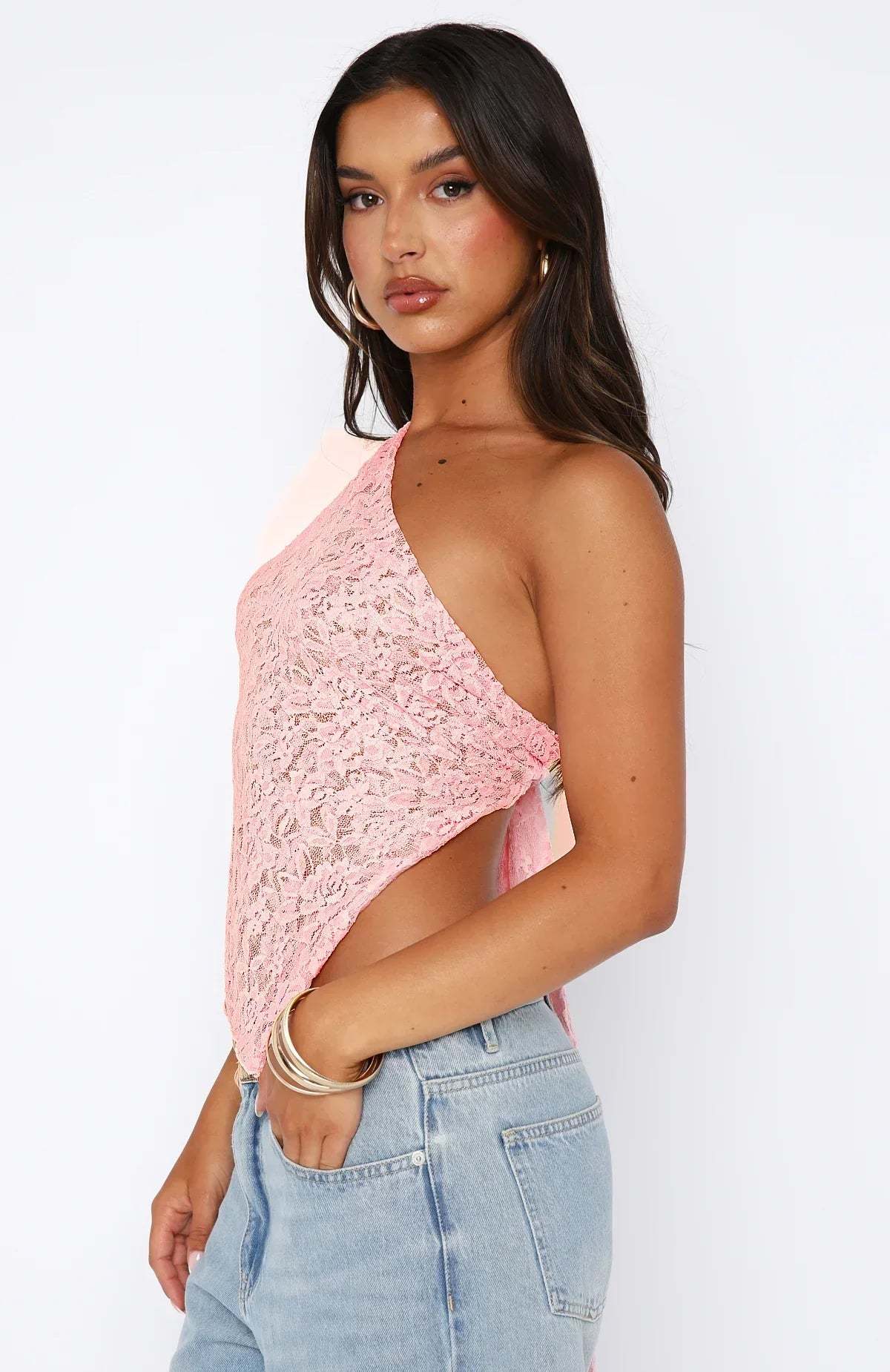 Cicely Lace Top - Elegant one-shoulder top