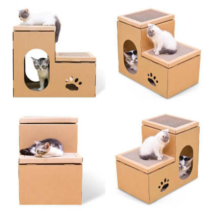 Double Decker Cardboard Cat House Scratcher-gladdween