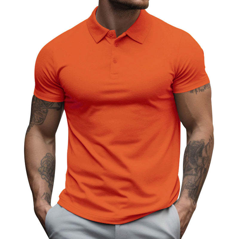 Men's Solid Slim Lapel Short Sleeve Casual Shirt