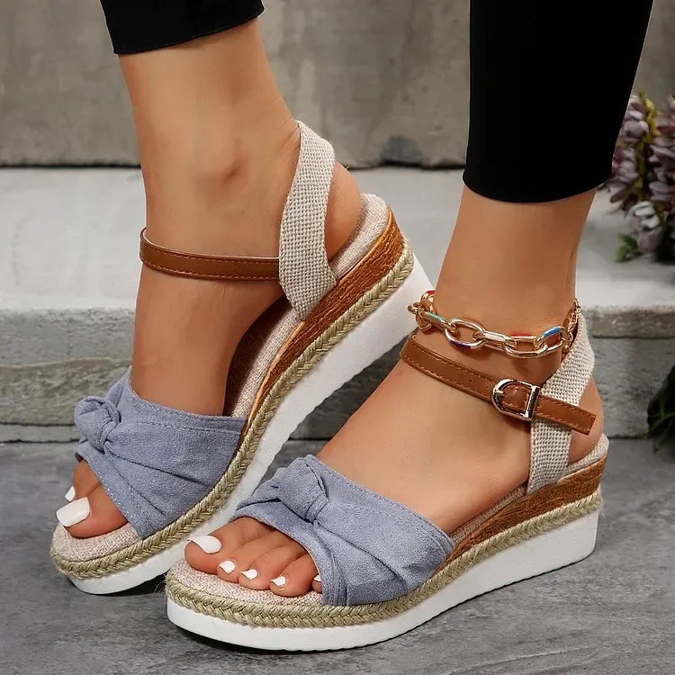 Women’s Bow Knot Espadrilles Platform Sandals With Ankle Strap