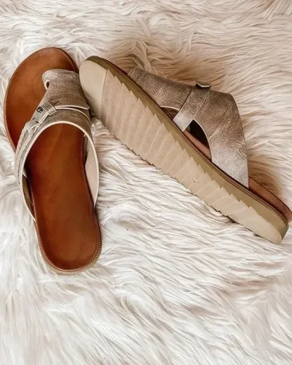 Leather Orthopedic Sandals Flip Flop Beach Summer Anti-slip