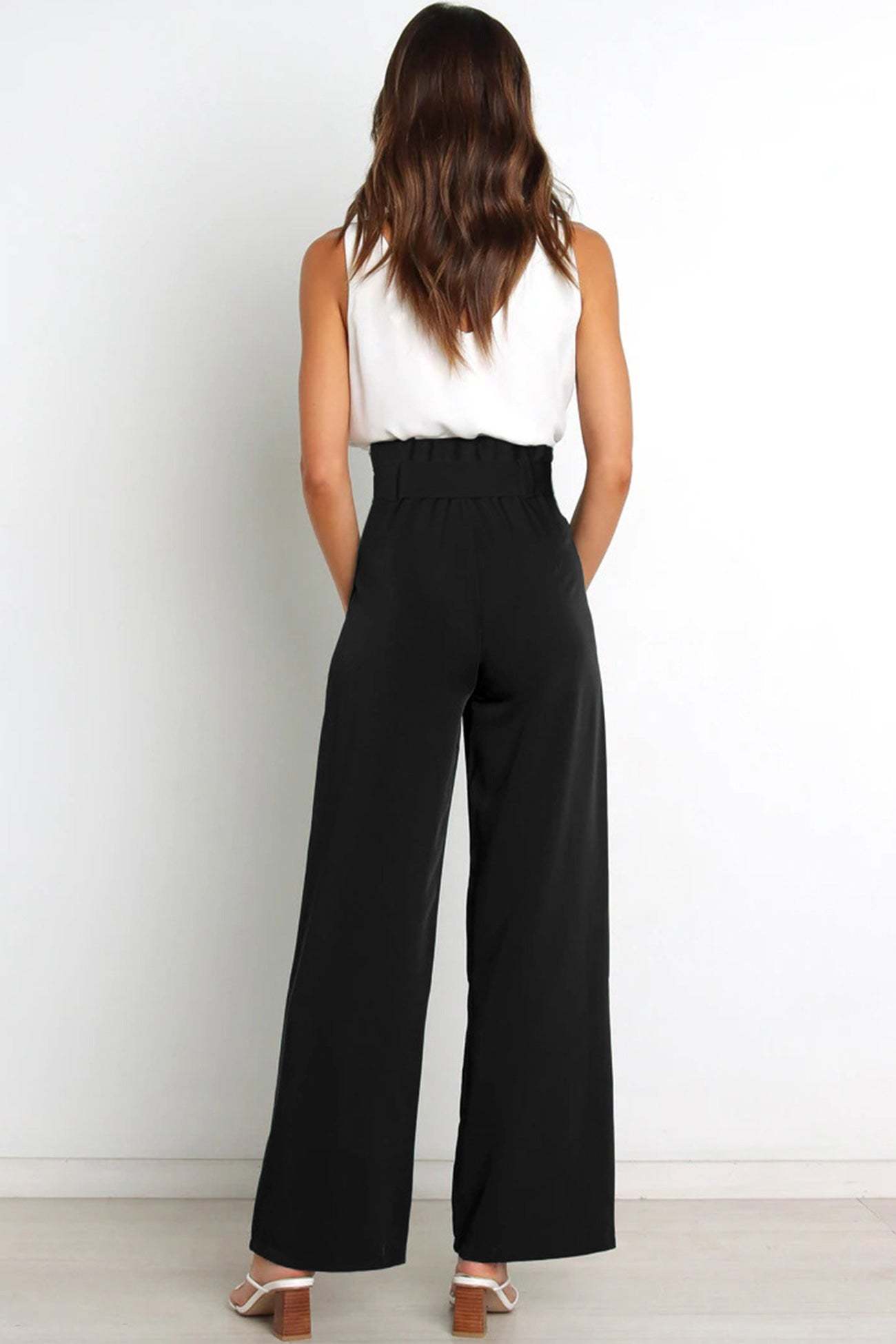 Maricel - casual tie-front loose straight long pants