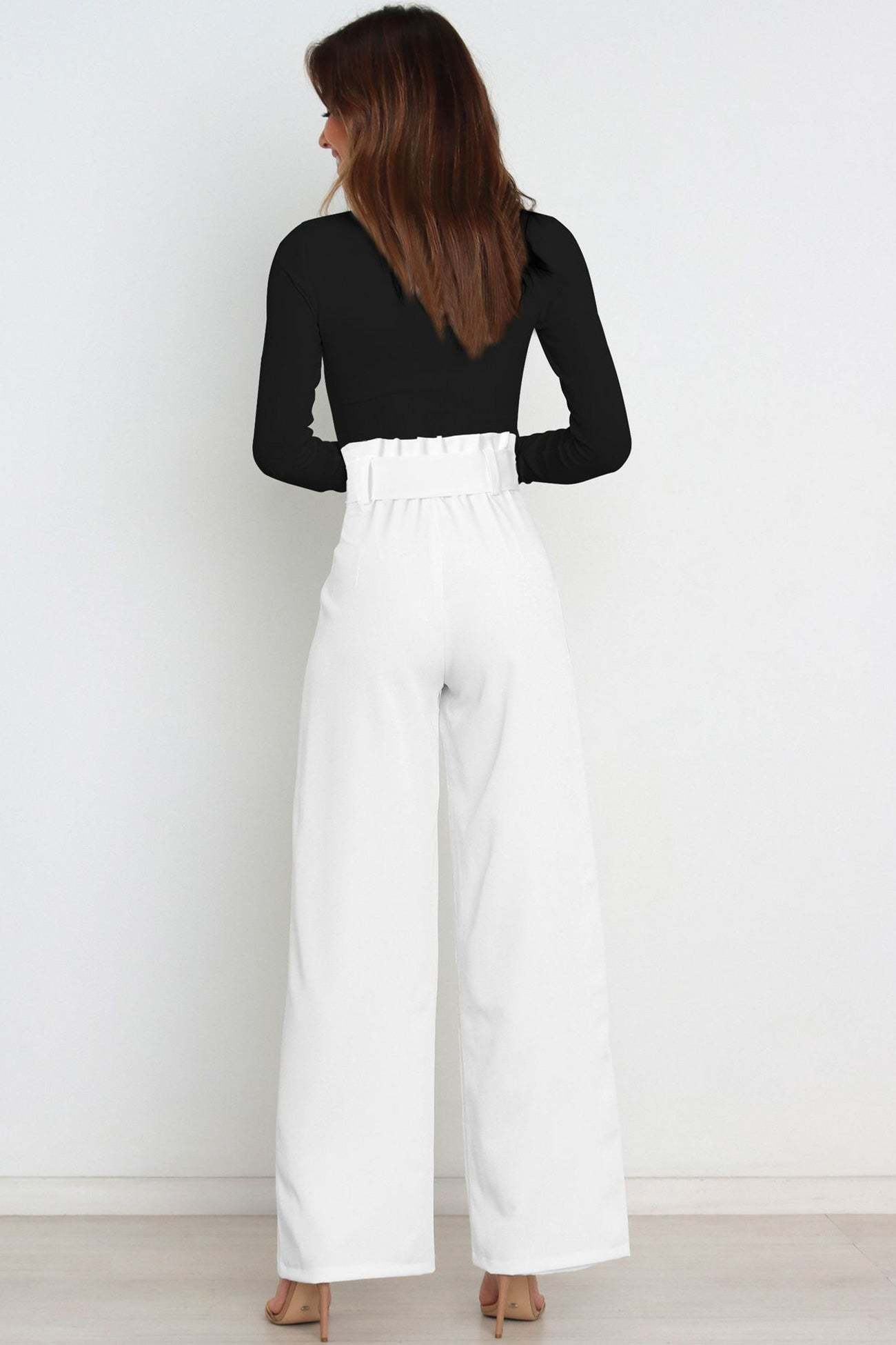 Maricel - casual tie-front loose straight long pants