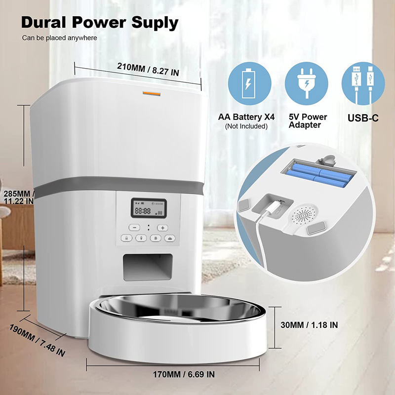 Exclusive Large Automatic Dog Cat Time Pet Food Feeder Dispenser-gladdween