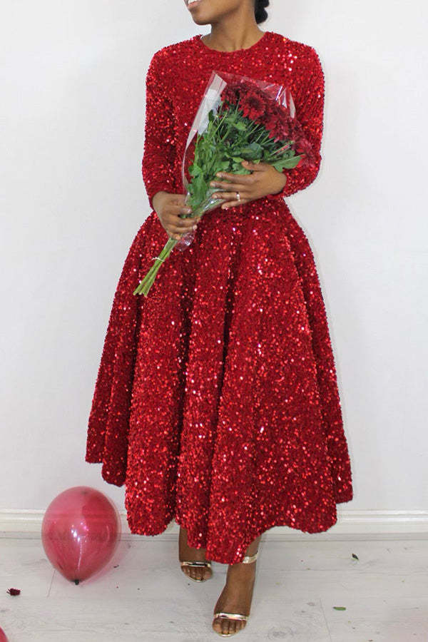 Sparkly Sequin A-line Evening Dress