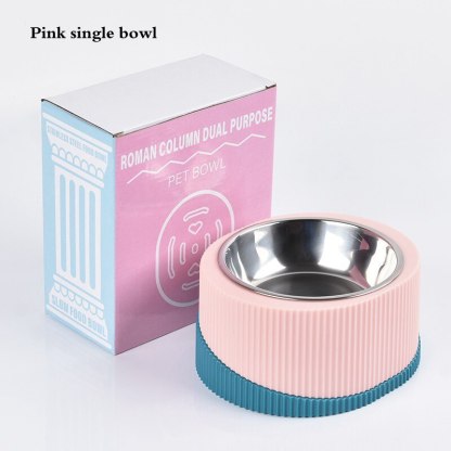 Pet Cat Dog Bowl Double Raised Stand Stainless Steel Dog Cat Food Bowl-gladdween
