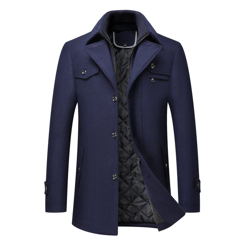 Autumn and Winter Double Collar Wool Overcoat