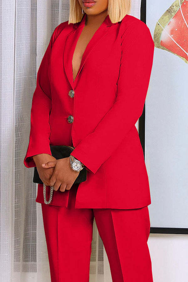Classic Lapel Collar Blazer & Pants Suit