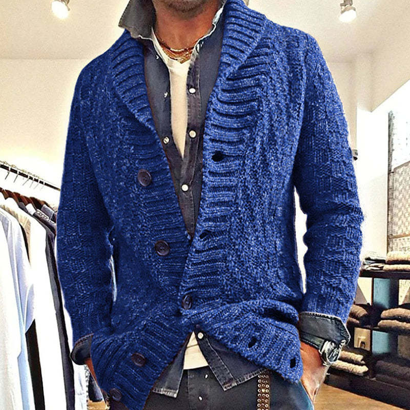MEN'S VINTAGE LAPEL KNIT CARDIGAN JACKET