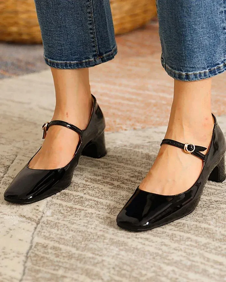 Square Toe Heeled Mary Janes