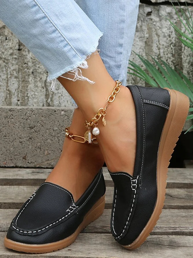 Plain Color Casual Loafers Flats