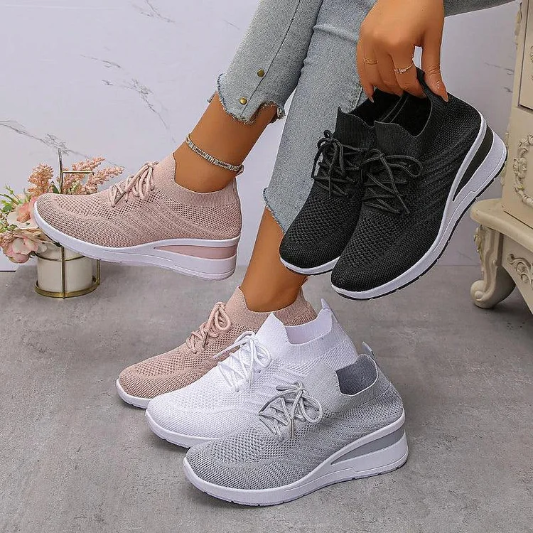 Women's Platform Sneakers Knit Slip-On