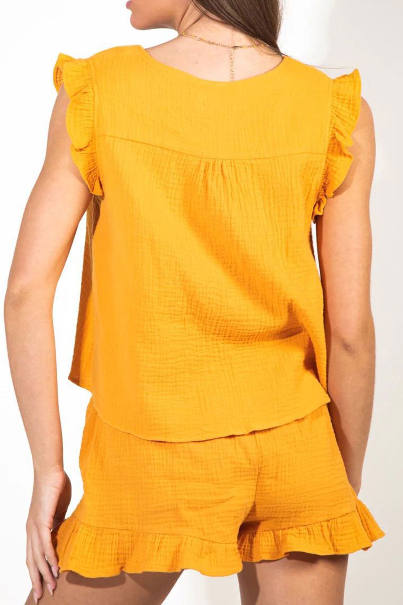 Lizzy - ruffle tank top and drawstring shorts set