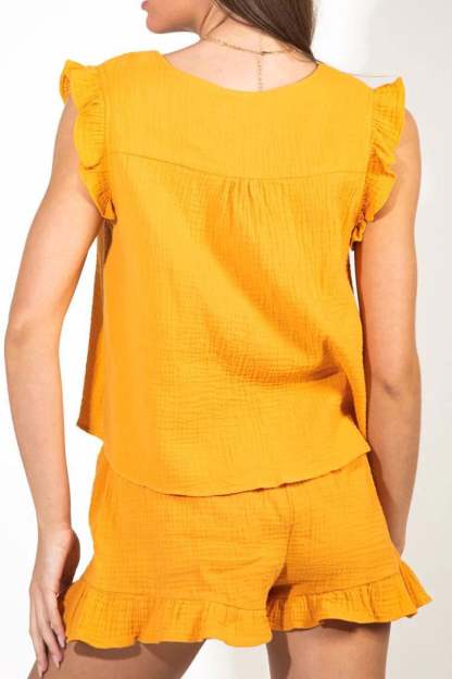 Lizzy - ruffle tank top and drawstring shorts set