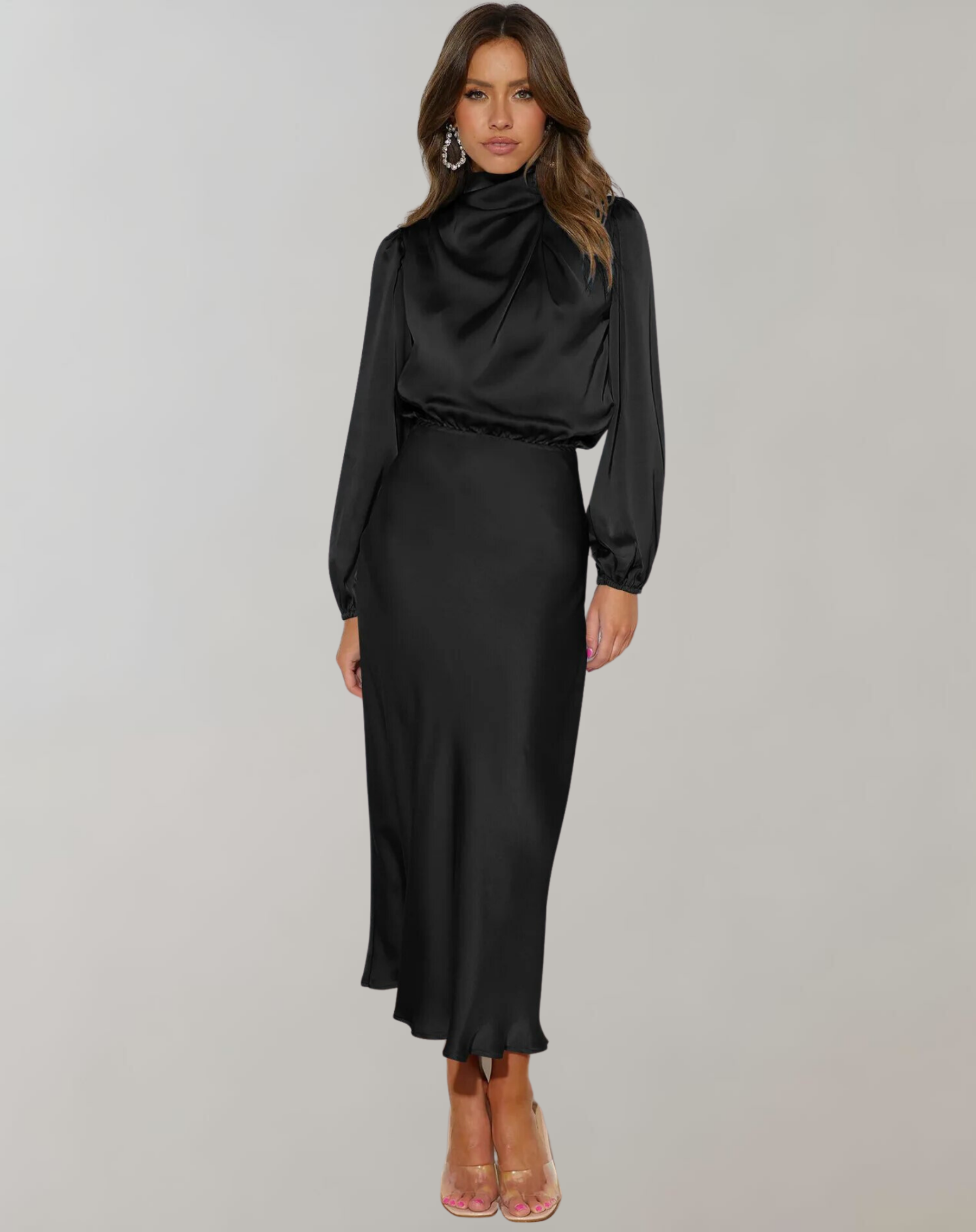 Delphina - Satin Sleeve Dress