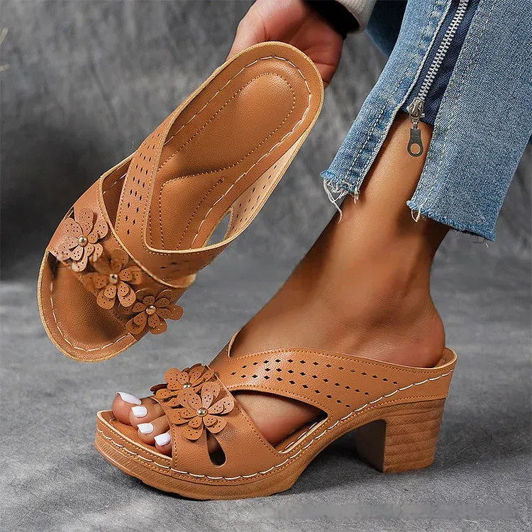 Flower Wedge Heel Women's Sandals