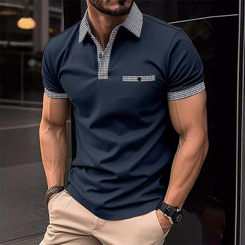 Men's Button Down Colorblock Sports Short Sleeve Shirt