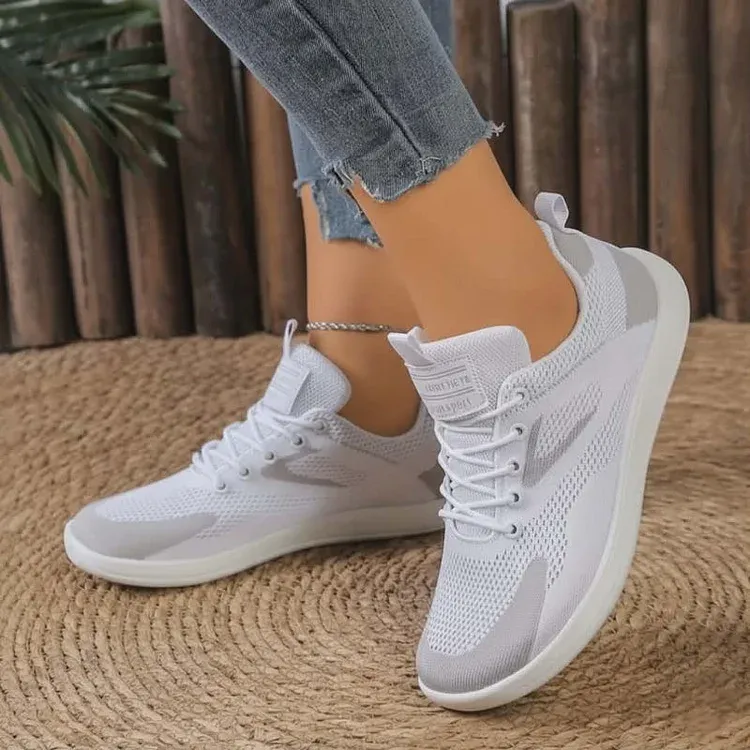 Women's Casual Lace-Up Sneakers with Breathable Upper