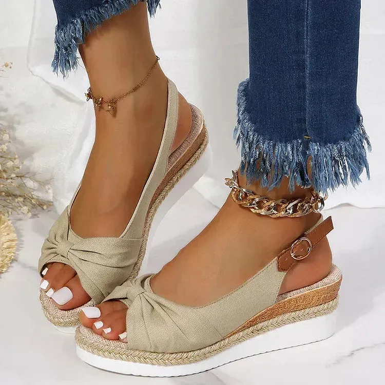Women’s Bow Knot Espadrilles Platform Sandals With Ankle Strap