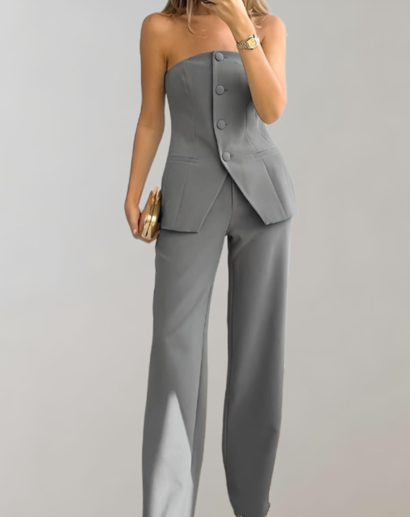 Belle - Wide-Leg Trousers & Button-Up Top Set