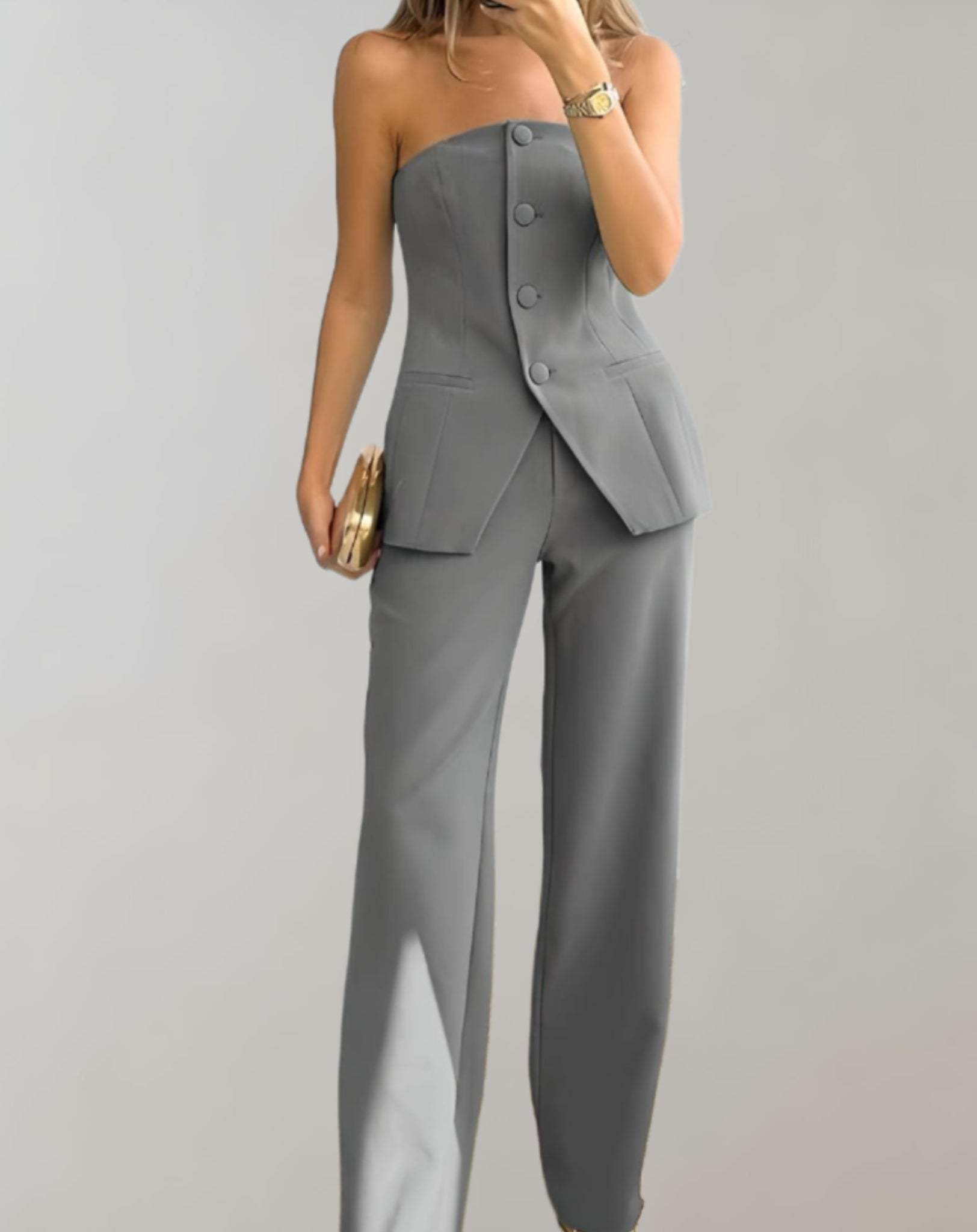 Belle - Wide-Leg Trousers & Button-Up Top Set