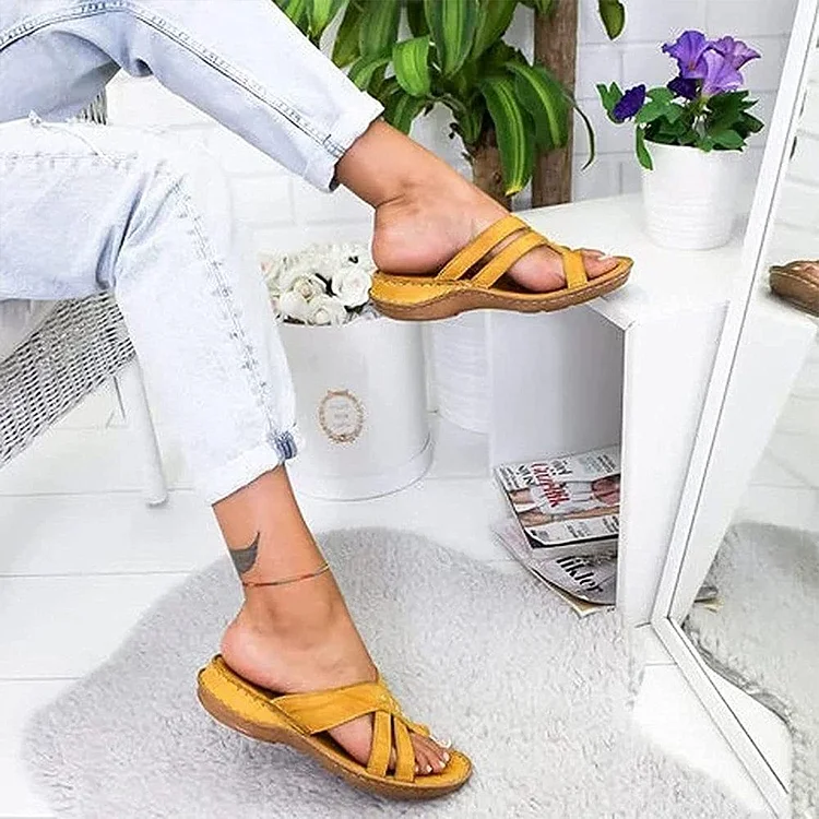 Women Casual Comfy Toe Ring Criss-Cross Sandals Shoes
