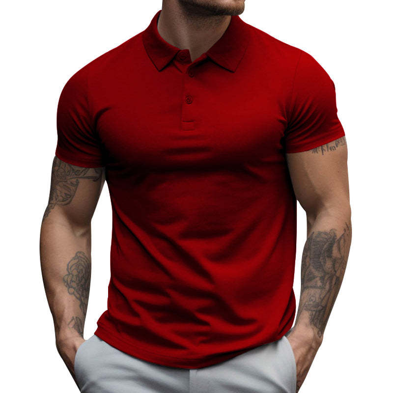 Men's Solid Slim Lapel Short Sleeve Casual Shirt