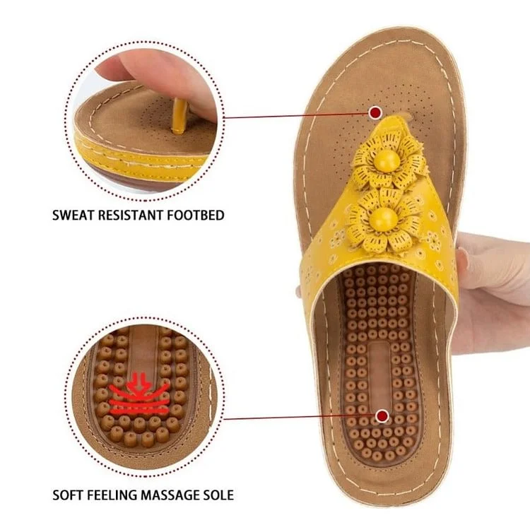 Women Orthopedic Sandal Arch Support Breathable Massage Anti Skid Flower Casual Sandal