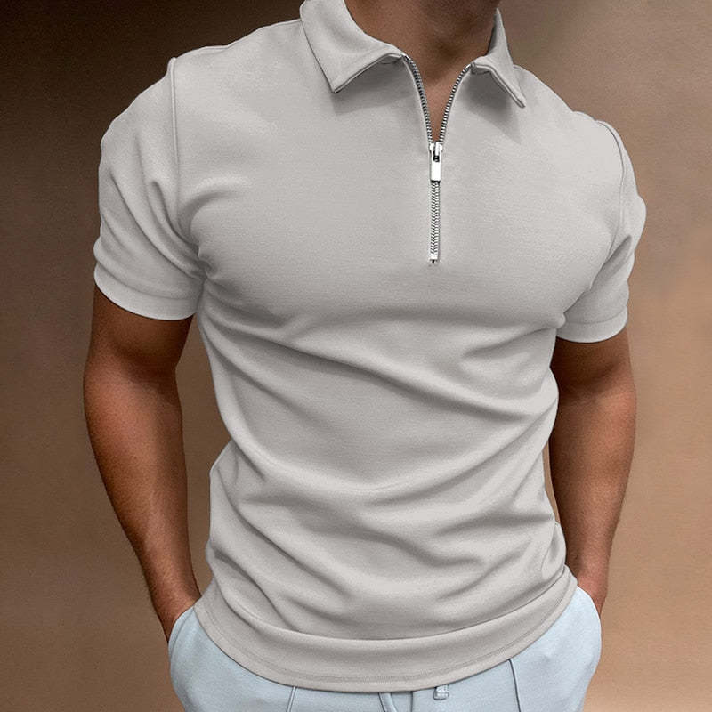 Men's Lapel Spring Zip Up Shirt