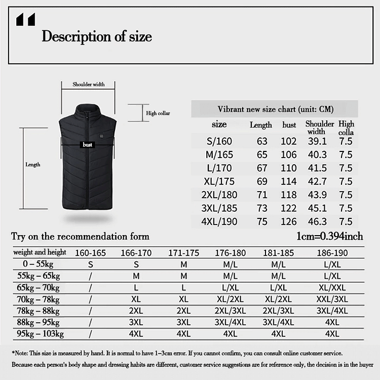 HeatVest Unisex Warming Heated Vest Jacket