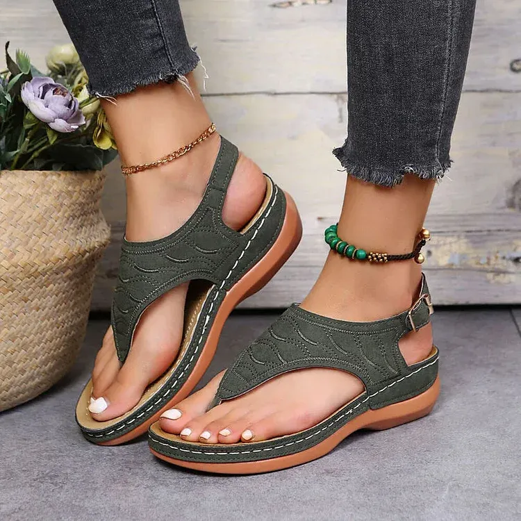 Leather Orthopedic Arch Support Sandals Diabetic Walking Sandals