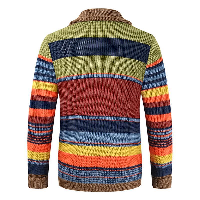Men's Colorblock Lapel Sweater Jacket