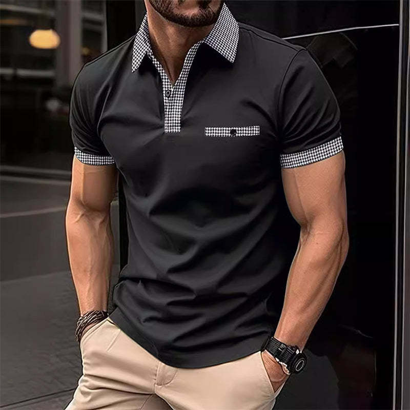 Men's Button Down Colorblock Sports Short Sleeve Shirt