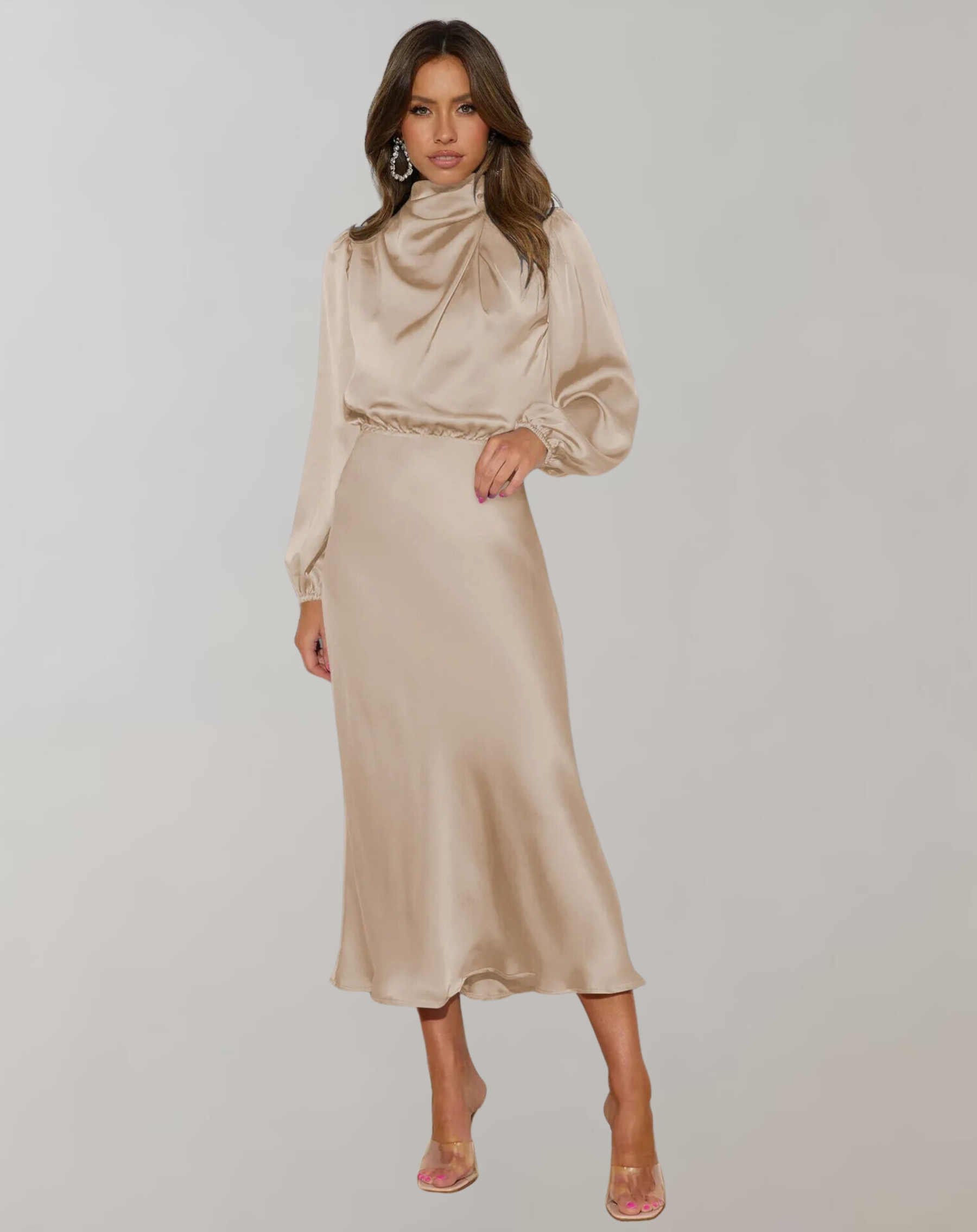 Delphina - Satin Sleeve Dress