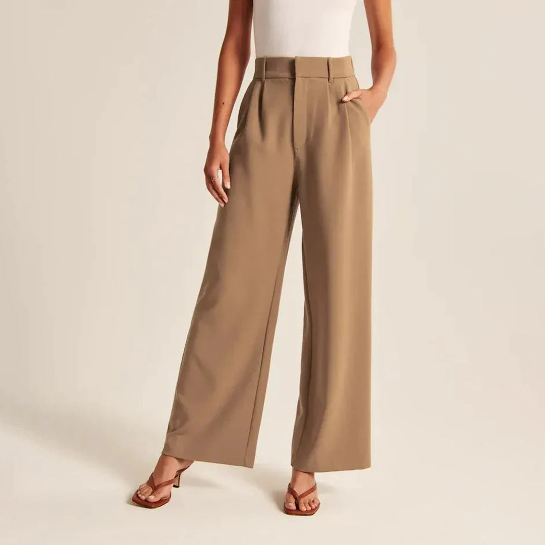 Lottie - Loose High Waist Trousers - Casual - Cotton - Everyday Wear