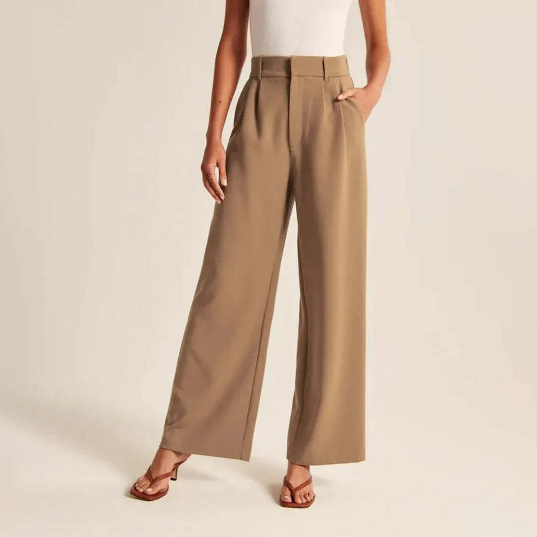 Lottie - Loose High Waist Trousers - Casual - Cotton - Everyday Wear