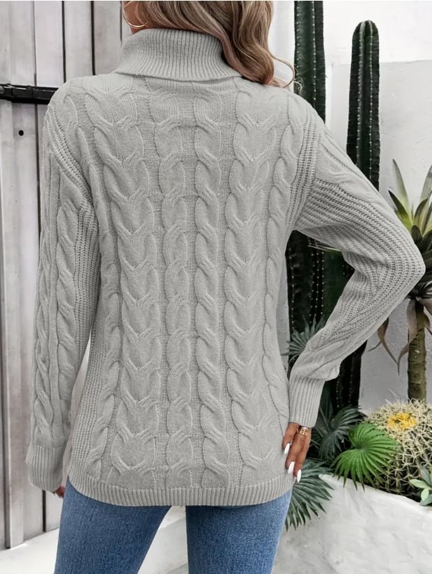 Autumn Cable Knit Women's Turtleneck Sweater