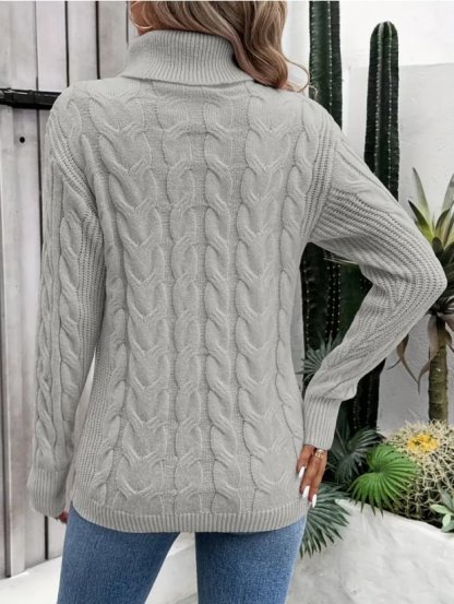 Autumn Cable Knit Women's Turtleneck Sweater