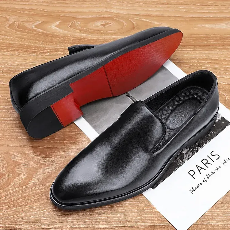 Men's Vintage Leather Dress Shoes Red Bottom Shoes