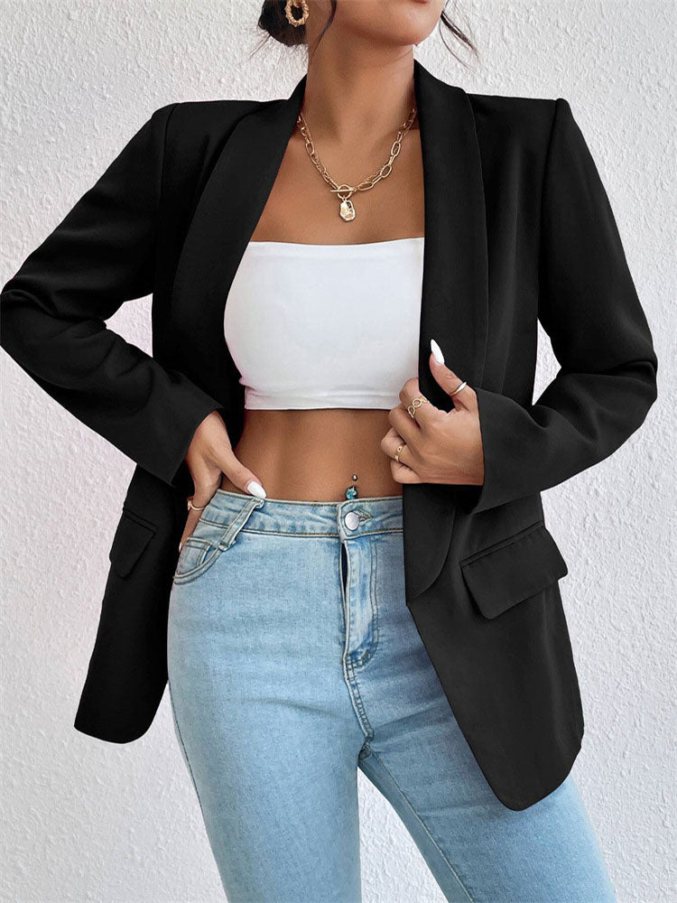 Solid Shawl Collar Chic Comfort Blazer