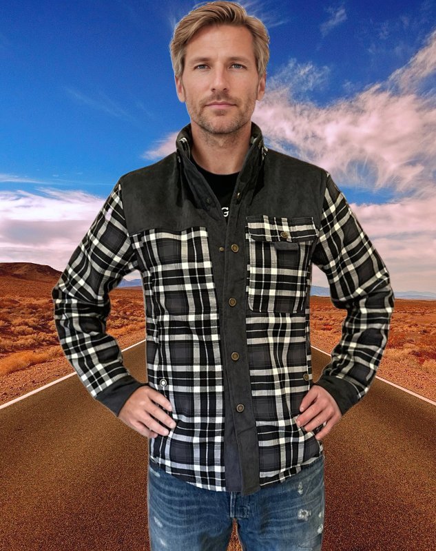 Men's Fleece Plaid Long-Sleeved Jacket