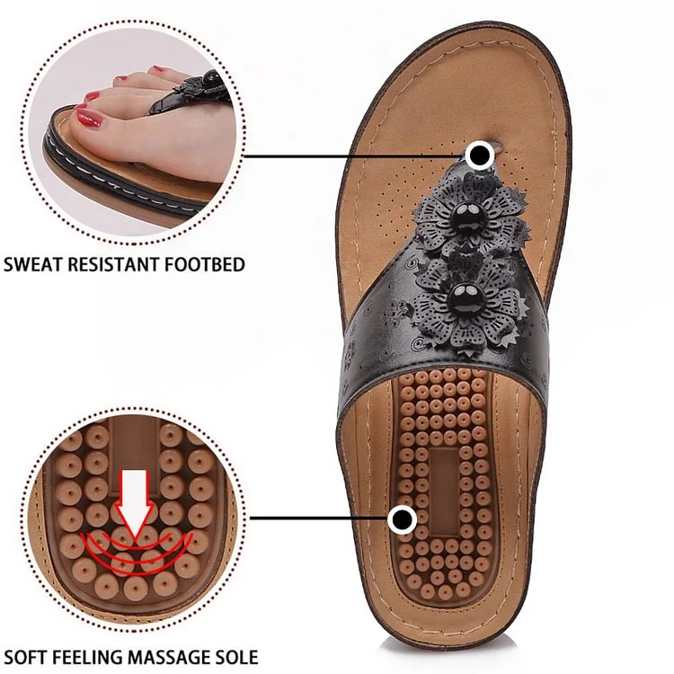 Women Orthopedic Sandal Arch Support Breathable Massage Anti Skid Flower Casual Sandal