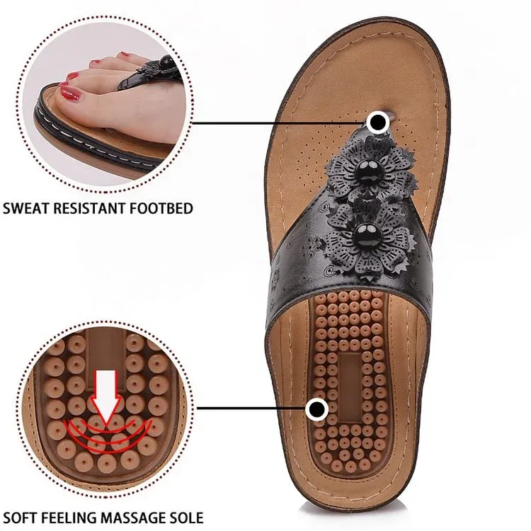 Women Orthopedic Sandal Arch Support Breathable Massage Anti Skid Flower Casual Sandal