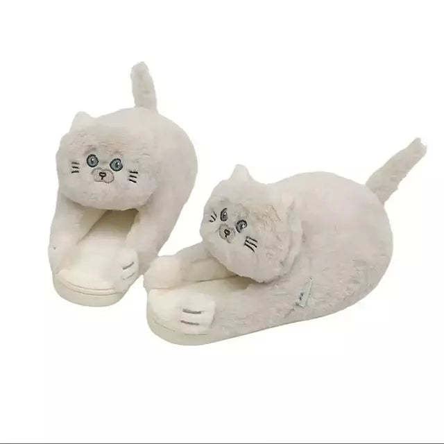 Unisex Home Slippers Indoor Warm Furry Anime Cats Slippers-gladdween