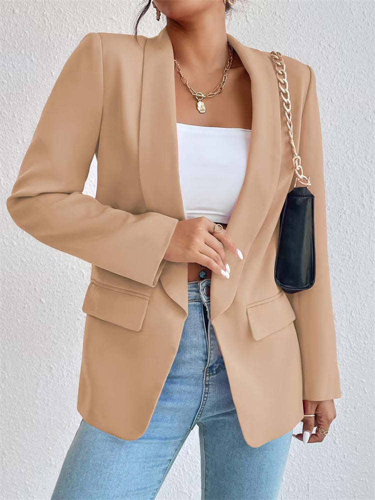 Solid Shawl Collar Chic Comfort Blazer