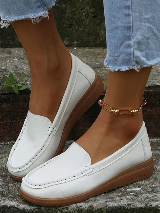 Plain Color Casual Loafers Flats
