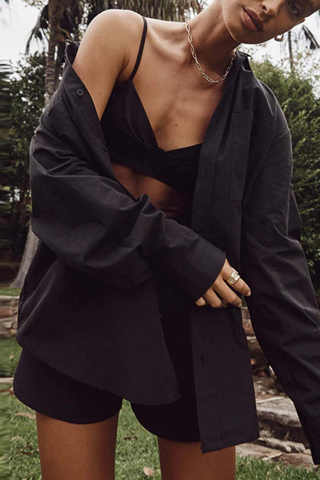 Melissa - long sleeve shirt vest three-piece shorts set