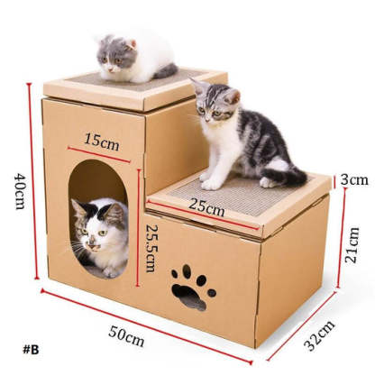 Double Decker Cardboard Cat House Scratcher-gladdween